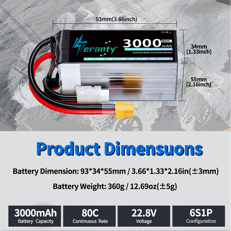 TERANTY 6S 22.8V 3000mAh 80C/1 - đánh giá và giá Drone Battery 6S